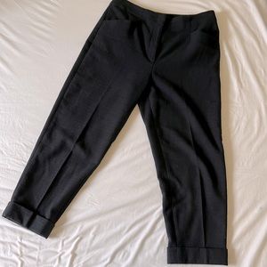 Club Monaco size 12 black cropped textured cigarette pant. Cuffed.